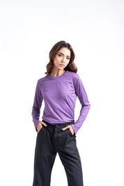 Round Neck T-Shirt - Light purple