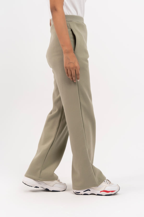 Fleece Wide Leg Pant with Pocket - Sage Green