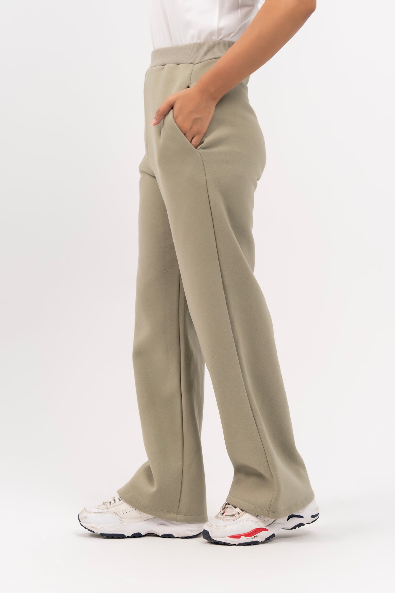 Fleece Wide Leg Pant with Pocket - Sage Green