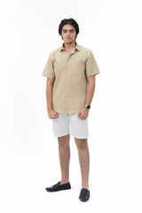 Men's Short Sleeved Curved Hem Shirt - Khaki