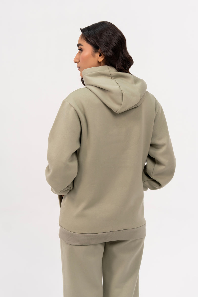 Oversized Hoodie in Fleece - Sage Green