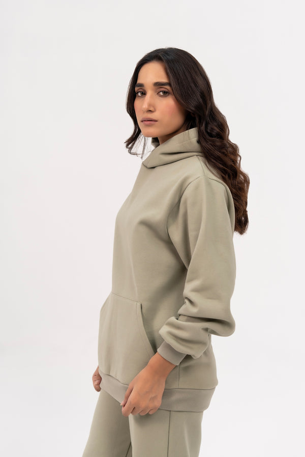 Oversized Hoodie in Fleece - Sage Green