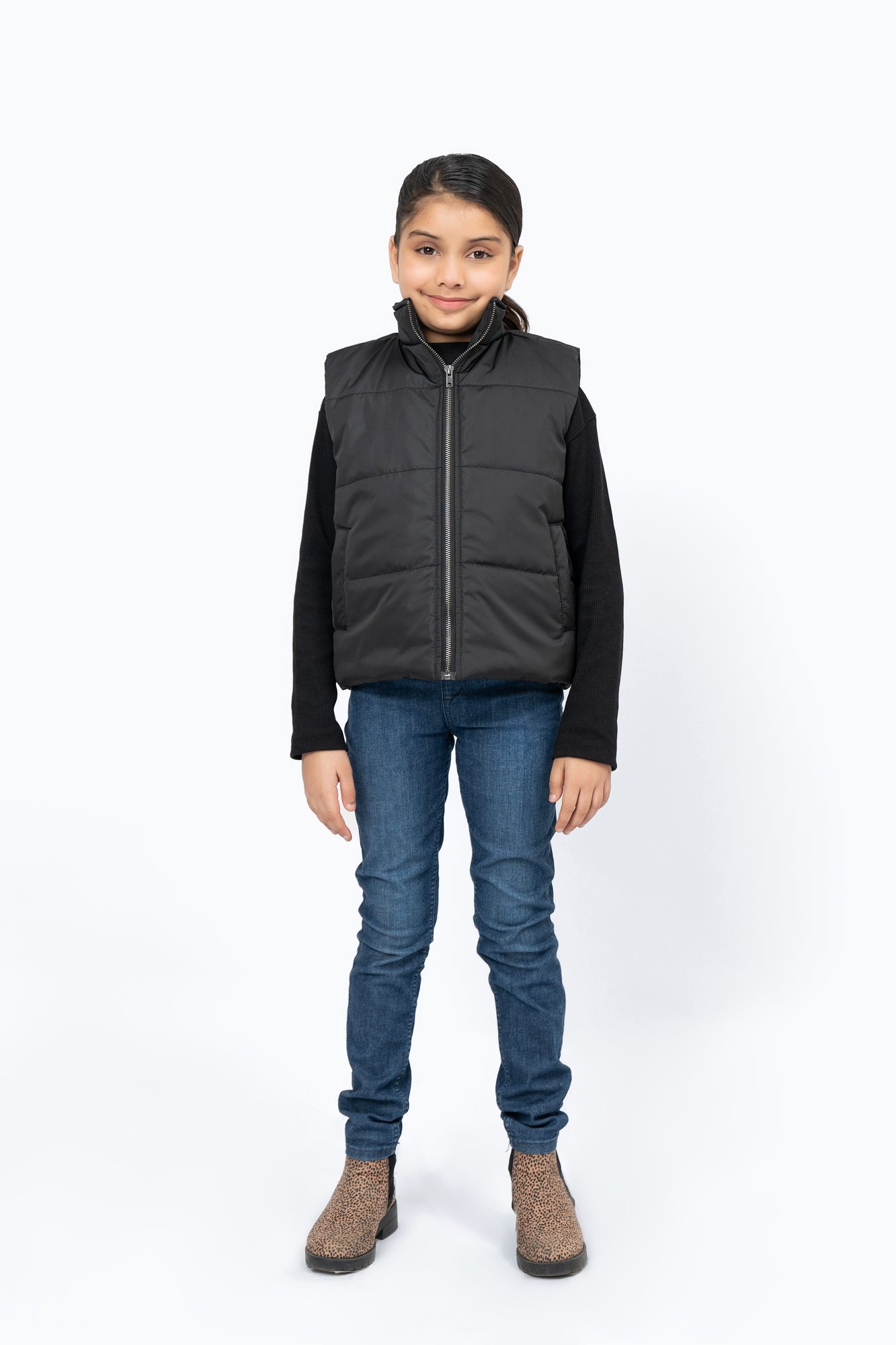 Girls Puffer Vest - Black