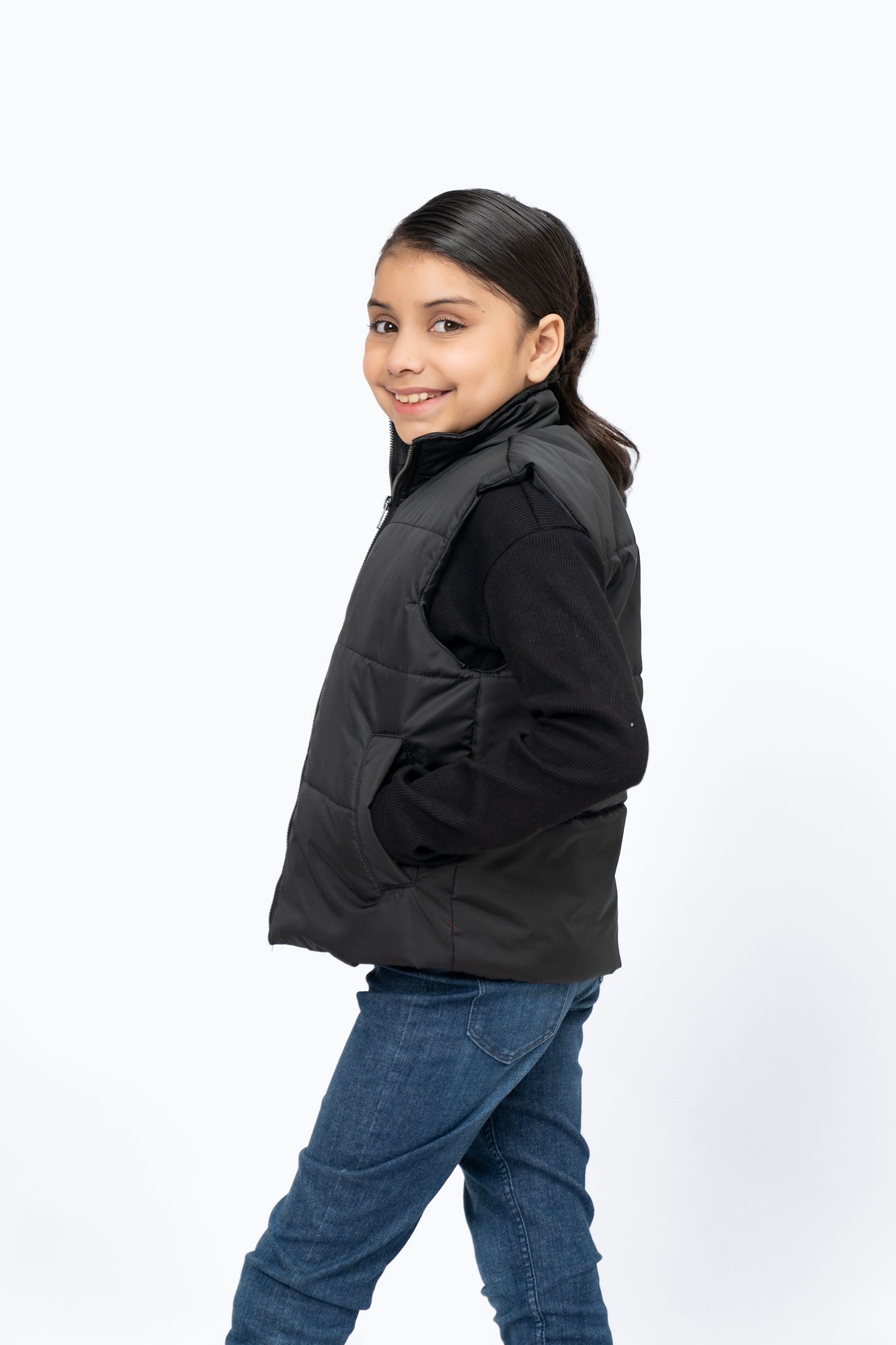 Girls Puffer Vest - Black