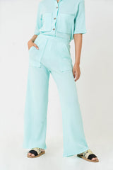 Front Pocket Knit Pant- Aqua