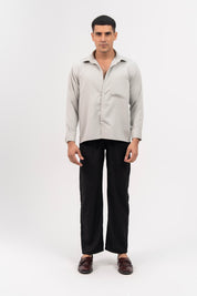 Men's Boxy Fit Full Sleeve Shirt - Light Grey