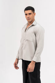 Men's Boxy Fit Full Sleeve Shirt - Light Grey