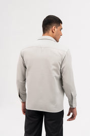 Men's Boxy Fit Full Sleeve Shirt - Light Grey