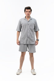 Men's Regular Fit Waffled Shorts - Light Grey