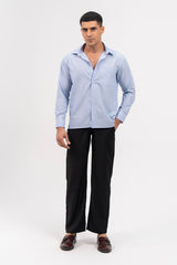 Men's Boxy Fit Full Sleeve Shirt - Light Blue white Striped