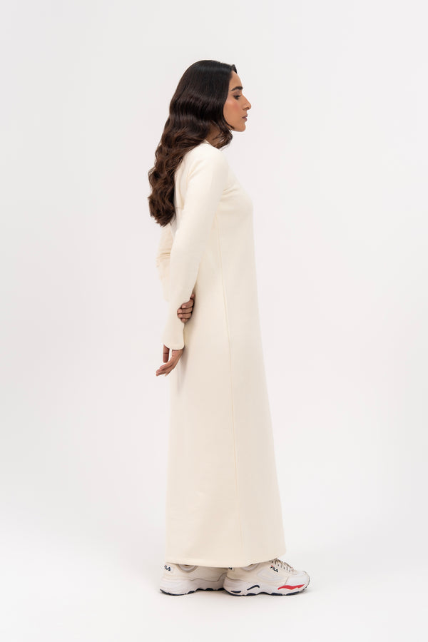 Long Fleece Dress - Cream