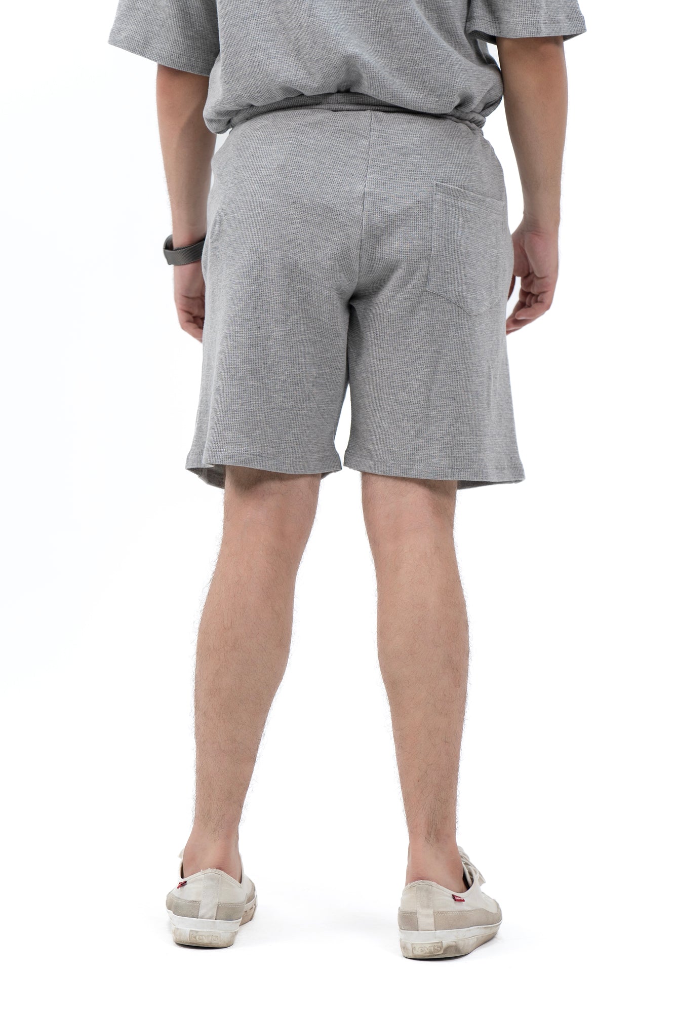 Men's Regular Fit Waffled Shorts - Light Grey