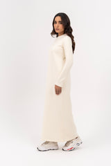 Long Fleece Dress - Cream