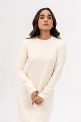 Long Fleece Dress - Cream