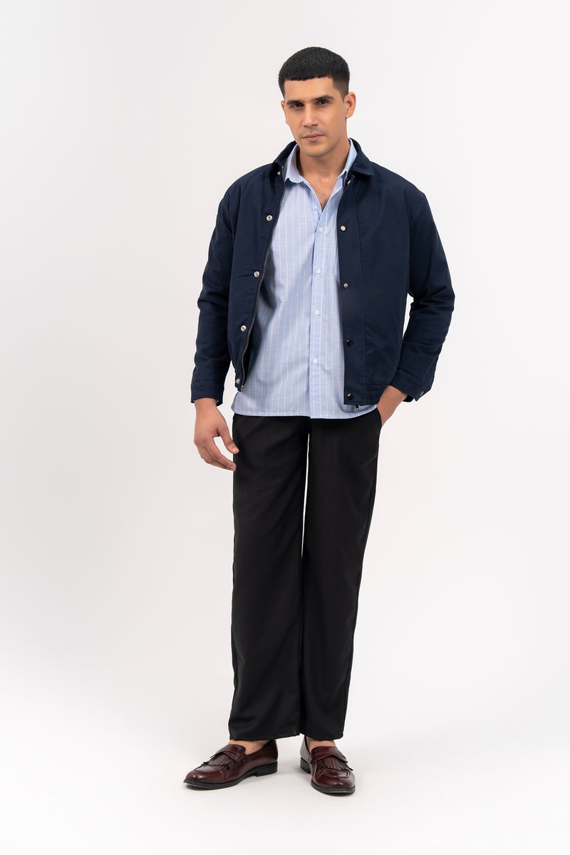 Men's Regular Fit Twill Jacket - Navy Blue