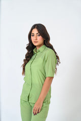 Short Sleeve Button Down Shirt - Pistachio Green