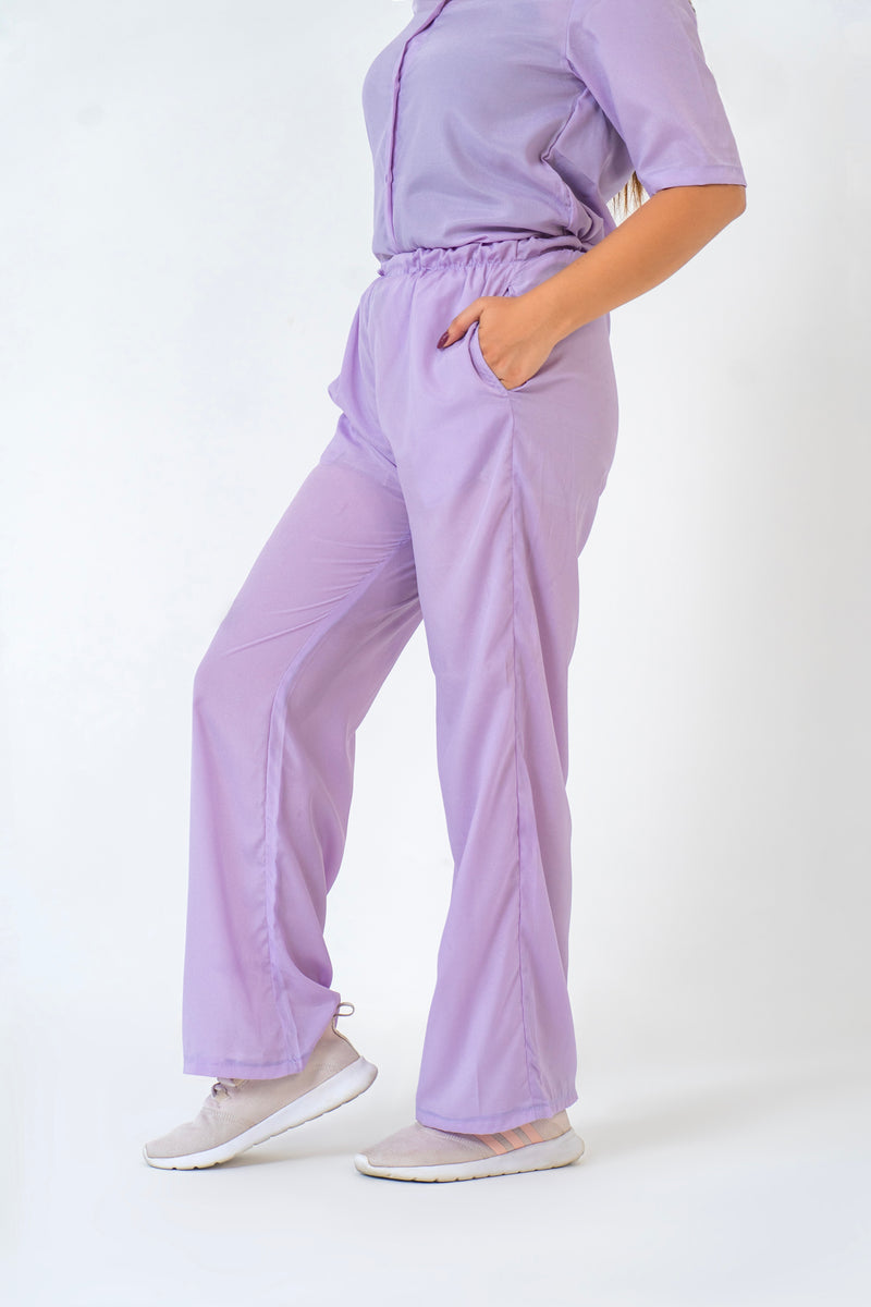Wide Leg Elasticated Pant - Lilac