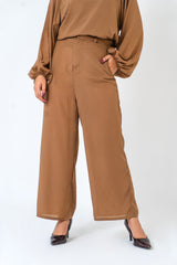 High Waisted Culotte Pant - Brown