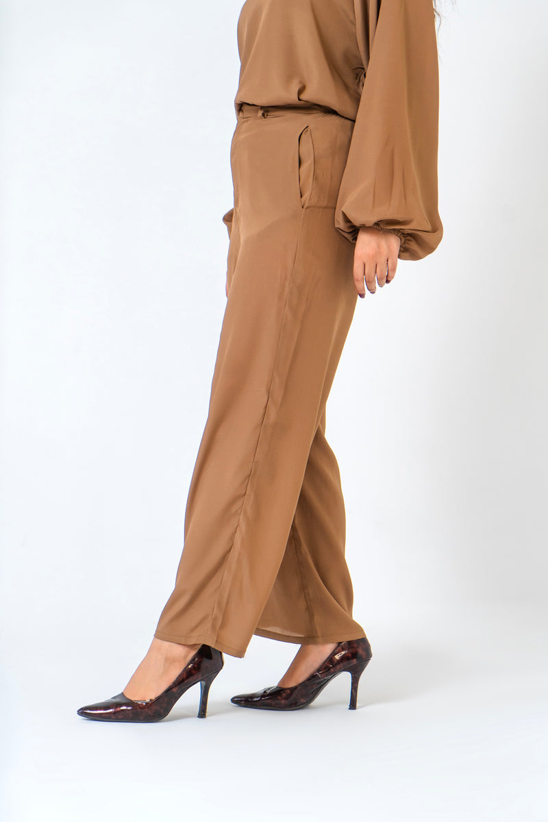 High Waisted Culotte Pant - Brown