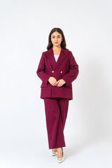 High Rise Wide Leg Pant - Burgundy