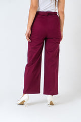High Rise Wide Leg Pant - Burgundy