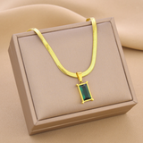 Green Bar Pendant Necklace
