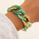 Chunky Interlinked Green Resin Bracelet