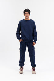 Men's Sweatshirt in Fleece - Navy Blue