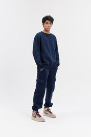 Men's Sweatshirt in Fleece - Navy Blue