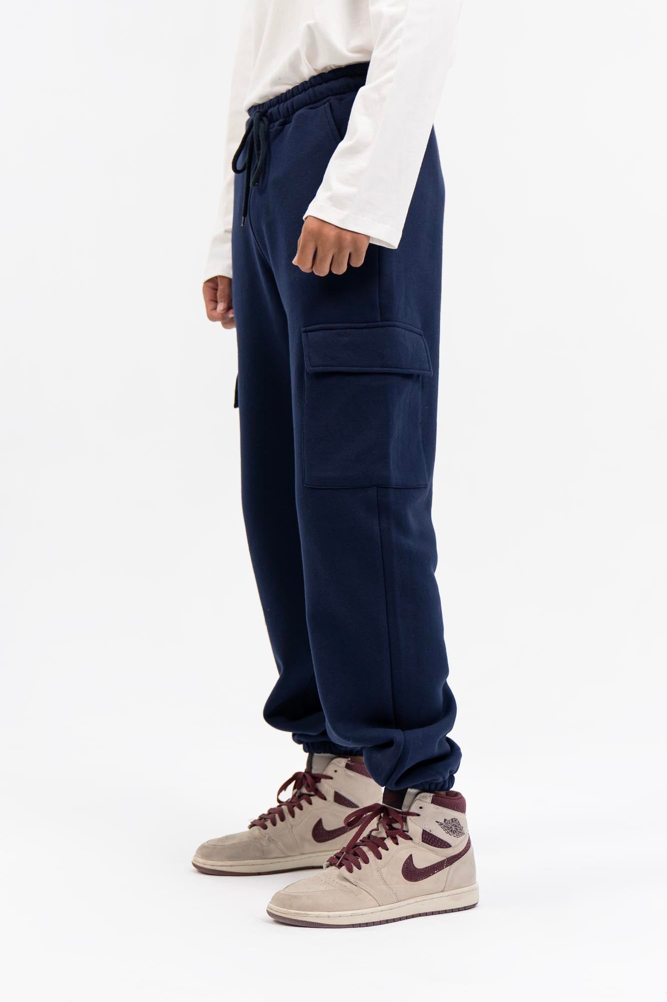 Men's Cargo Jogger Pant in Fleece - Navy Blue