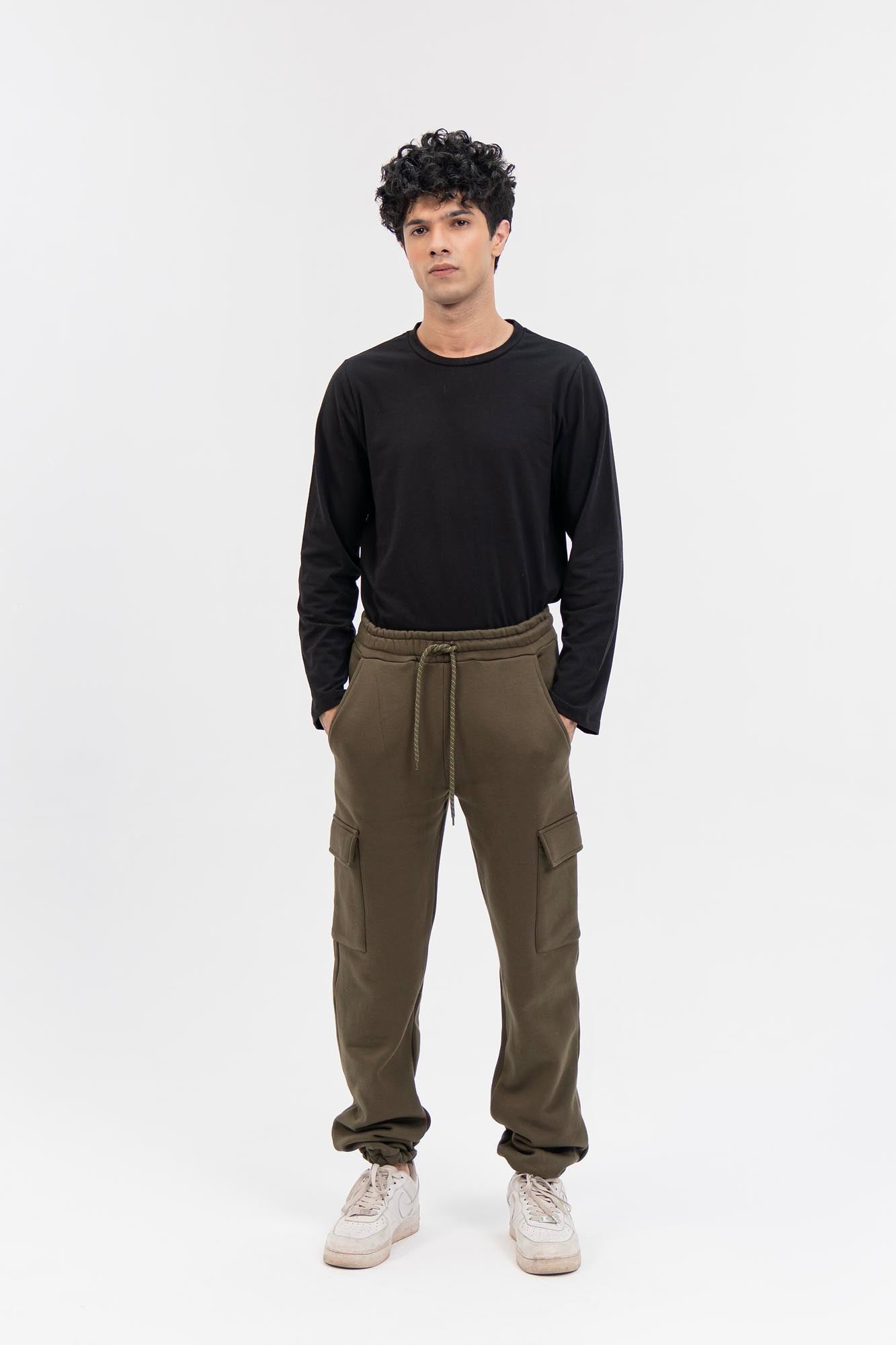 Men's Cargo Jogger Pant in Fleece - Green