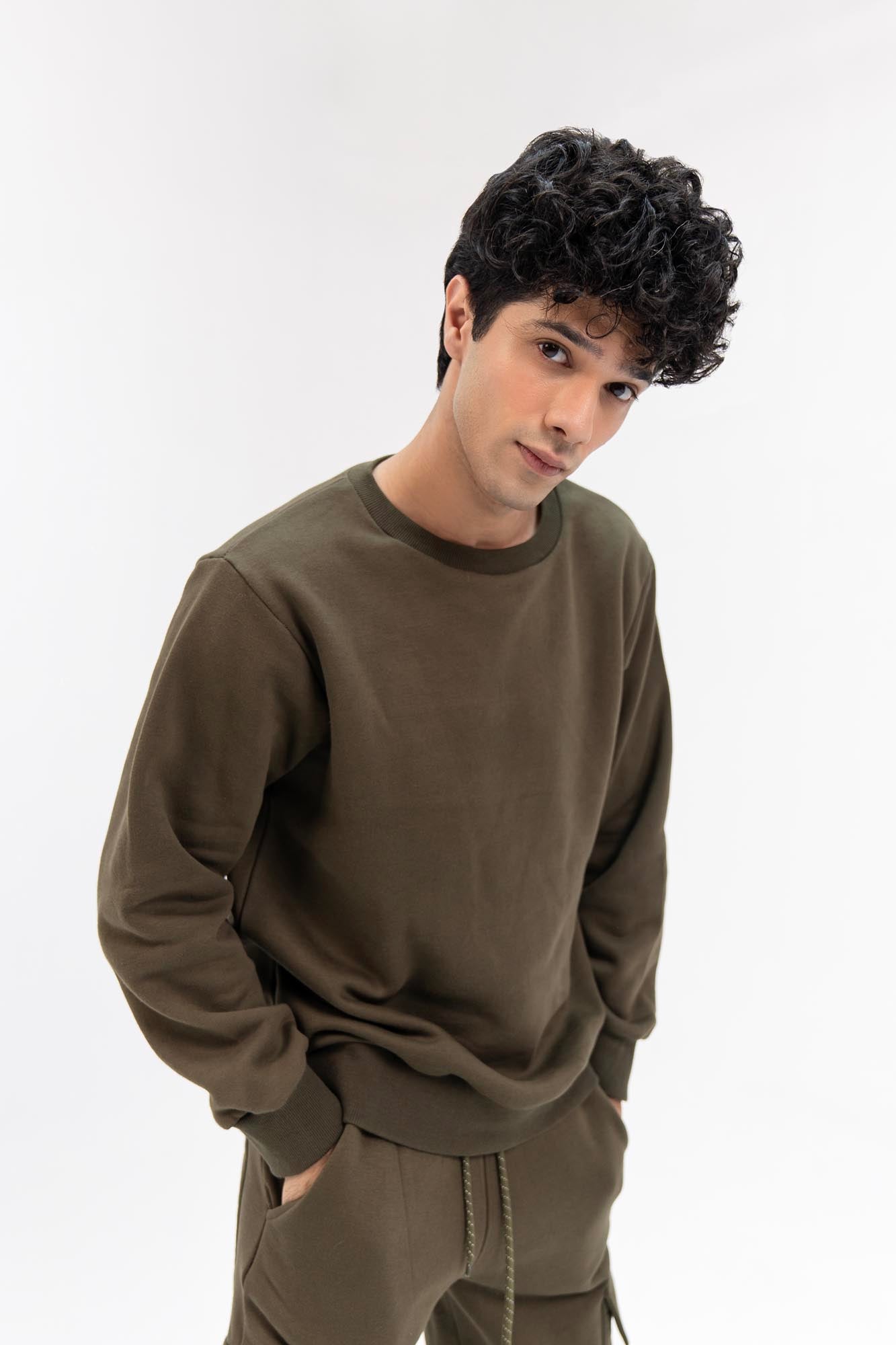 Men's Sweatshirt in Fleece - Green