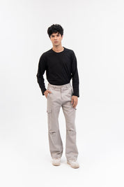 Men's Wide Leg Cargo Pant - Stone