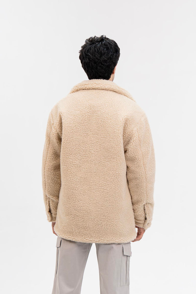 Men's Oversized Sherpa Jacket - Beige