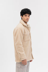 Men's Oversized Sherpa Jacket - Beige