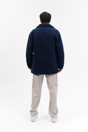 Men's Oversized Sherpa Jacket - Navy Blue