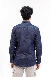 Men's Regular fit Flannel Shirt with Pockets - Blue