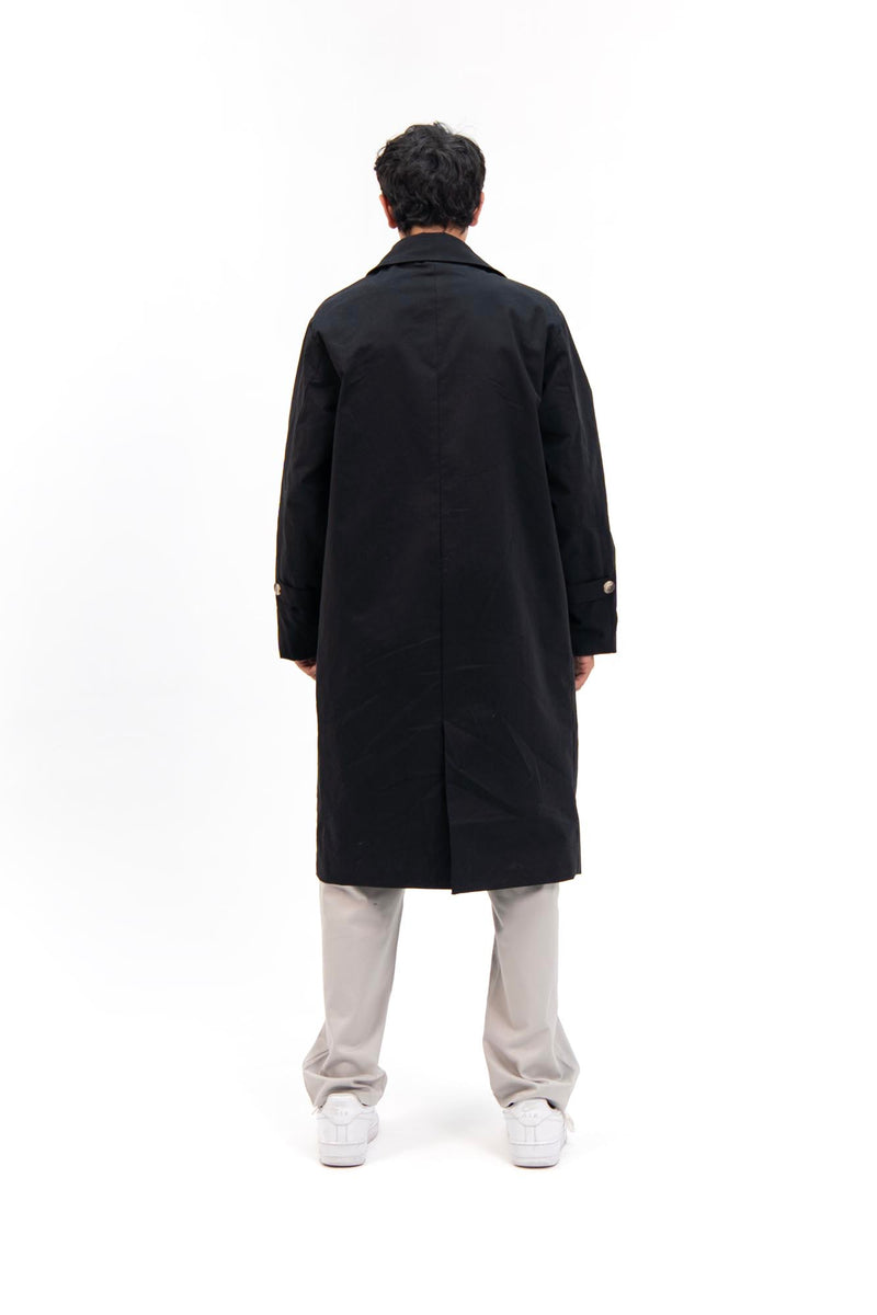 Long black trench coat mens best sale