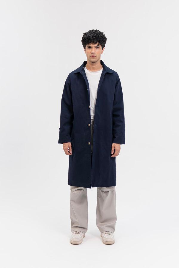 Men's Trench Coat - Navy Blue