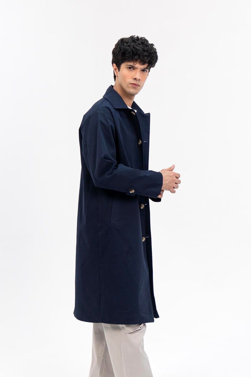 Men's Trench Coat - Navy Blue