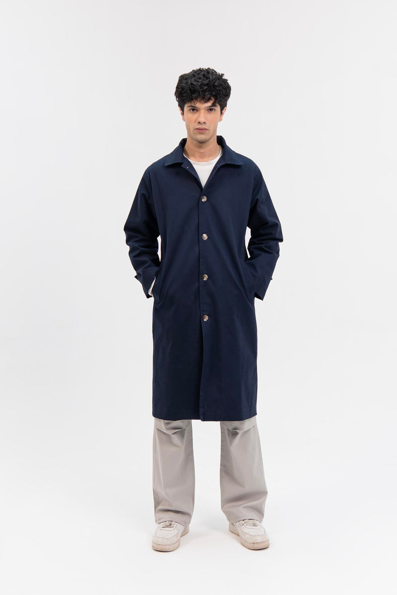 Men's Trench Coat - Navy Blue