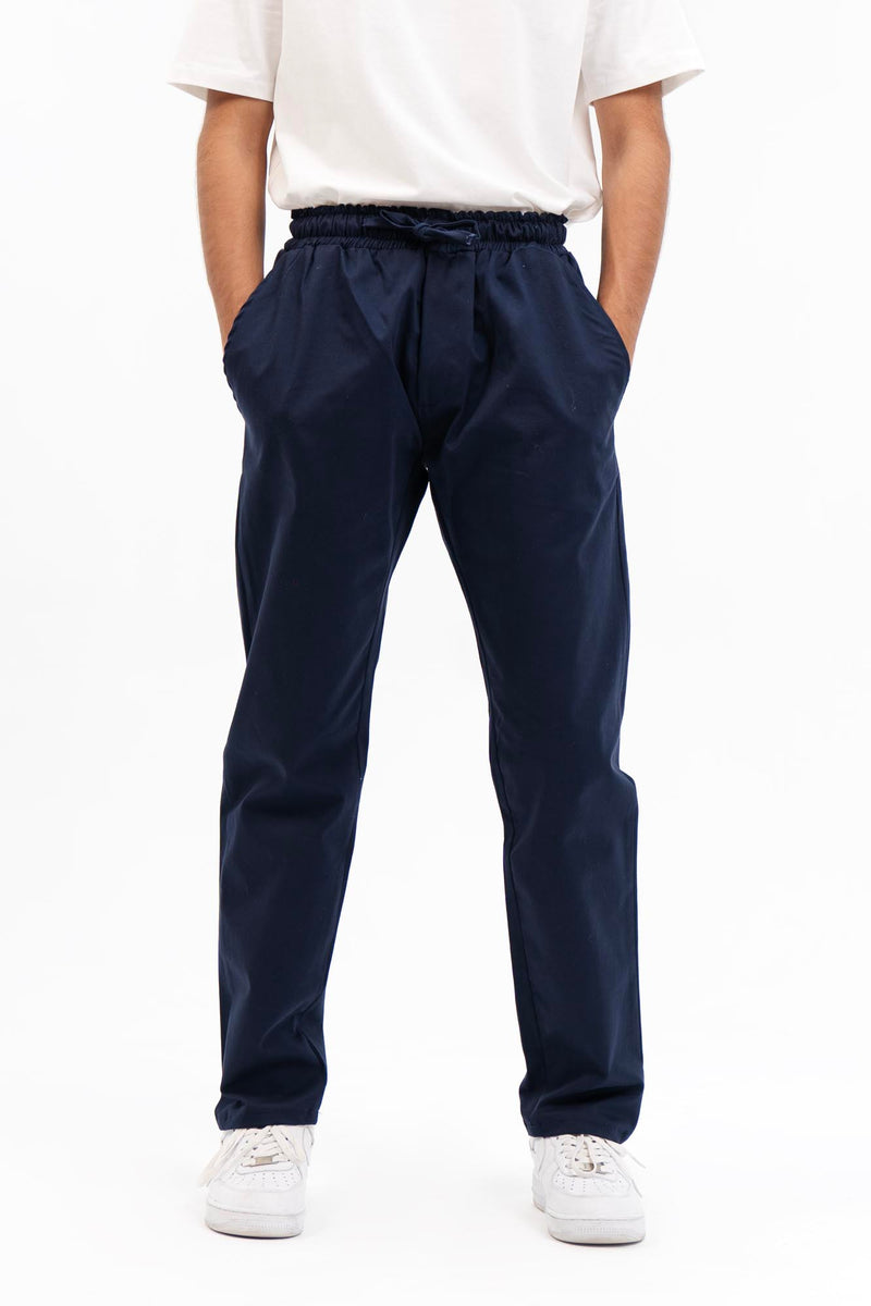 Men's Drawstring Straight Pant  - Navy Blue