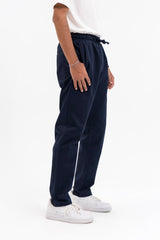 Men's Drawstring Straight Pant  - Navy Blue