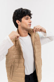 Men's Light Weight Gilet - Light Brown