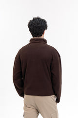 Men's Half Snap Pullover  - Chocolate Brown