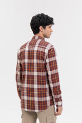 Men's Regular fit Shirt  - Rust White Check