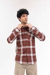 Men's Regular fit Shirt  - Rust White Check