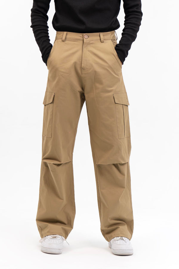 Men's Wide Leg Cargo Pant - Camel Brown