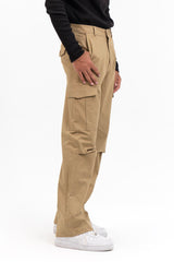 Men's Wide Leg Cargo Pant - Camel Brown