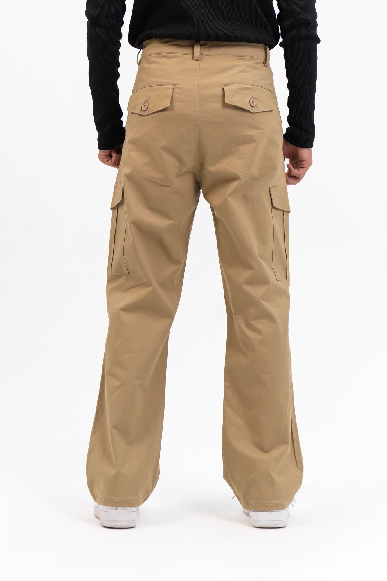 Men's Wide Leg Cargo Pant - Camel Brown